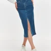 Denim Skirt with Ripped Blue-Make Your Image