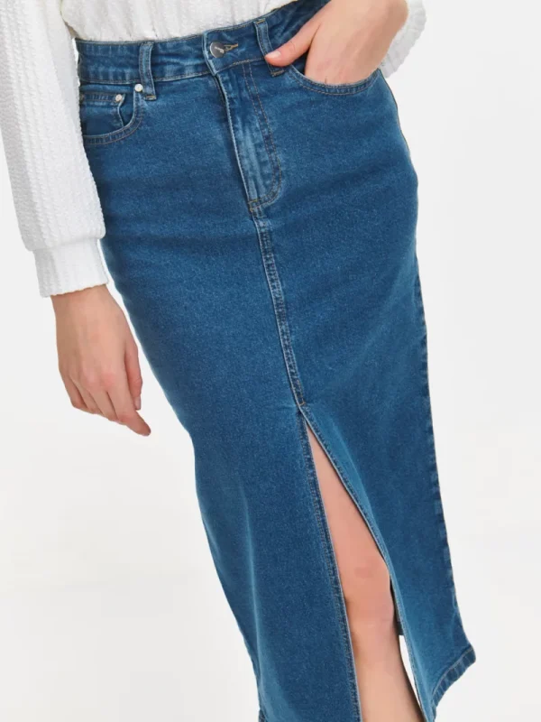Denim Skirt with Ripped Blue-Make Your Image