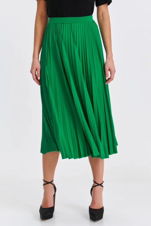 Pleated Midi Skirt Green-Make Your Image