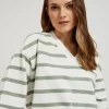 Women's Striped Blouse with 3/4 Sleeve Olive-Make Your Image