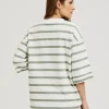 Women's Striped Blouse with 3/4 Sleeve Olive-Make Your Image
