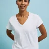 Μπλούζα Γυναικεία με V και Κοντό Μανίκι Λευκό-Make Your Image