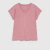 Women's Blouse with V and Short Sleeve Dusty Pink-Make Your Image