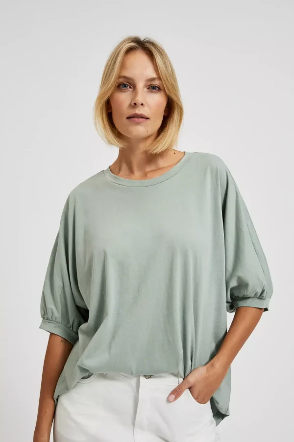 Women's Short Sleeve Olive Blouse-Make Your Image