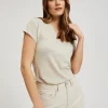 Women's Blouse with Short Sleeves Beige-Make Your Image