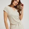 Women's Blouse with Short Sleeves Beige-Make Your Image