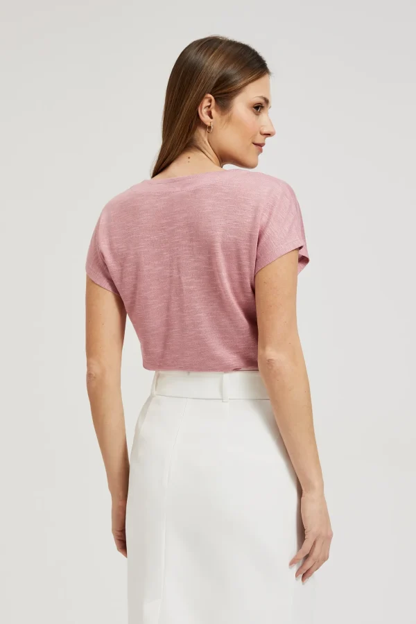 Women's Blouse with Short Sleeves Dusty Pink-Make Your Image