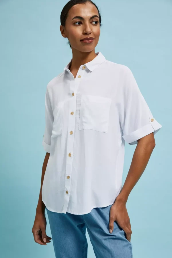 Women's Shirt with Short Sleeves White-Make Your Image