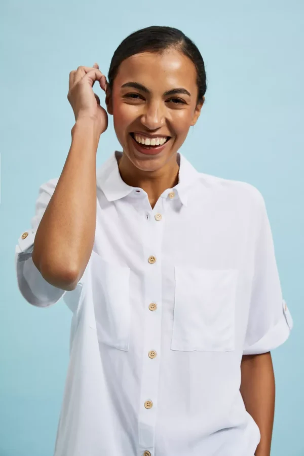 Women's Shirt with Short Sleeves White-Make Your Image