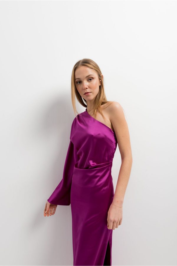 Fuchsia Asymmetrical Midi Dress-Make Your Image