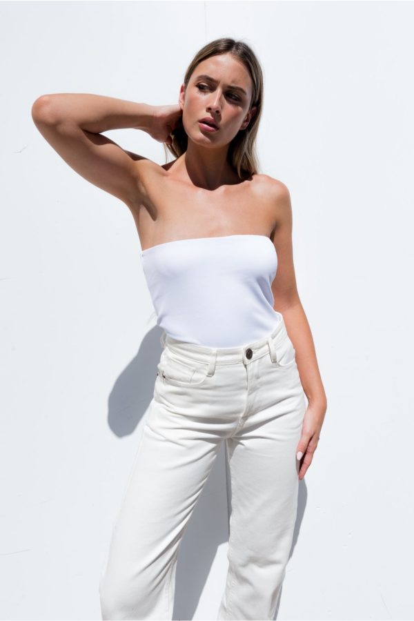 Women's Jeans Straight Line White-Make Your Image