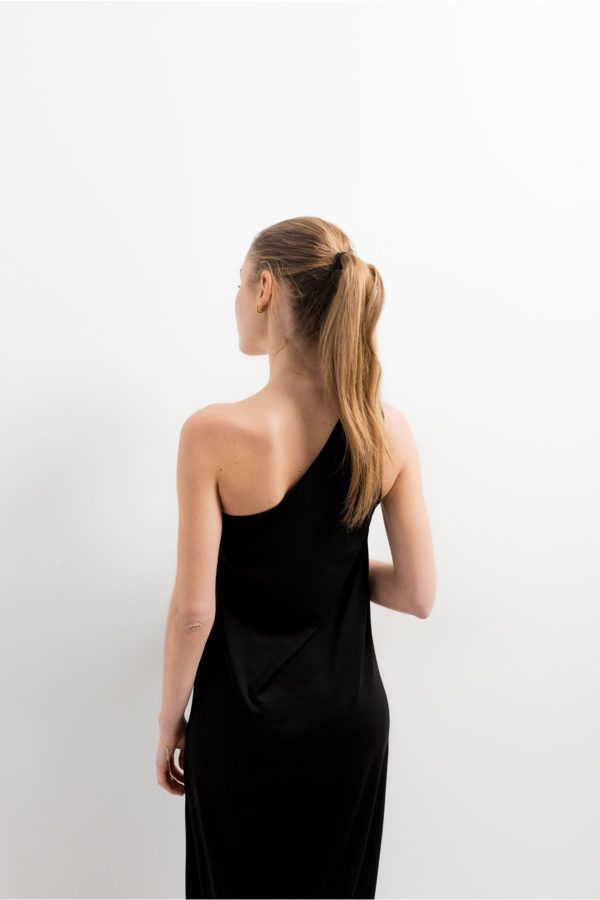 Asymmetric Midi Dress Black-Make Your Image