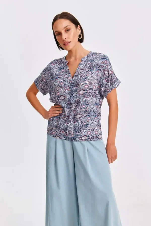 Women's Blouse with Blue Print-Make Your Image
