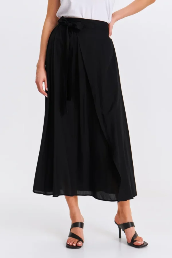 Airy Midi Skirt Black-Make Your Image
