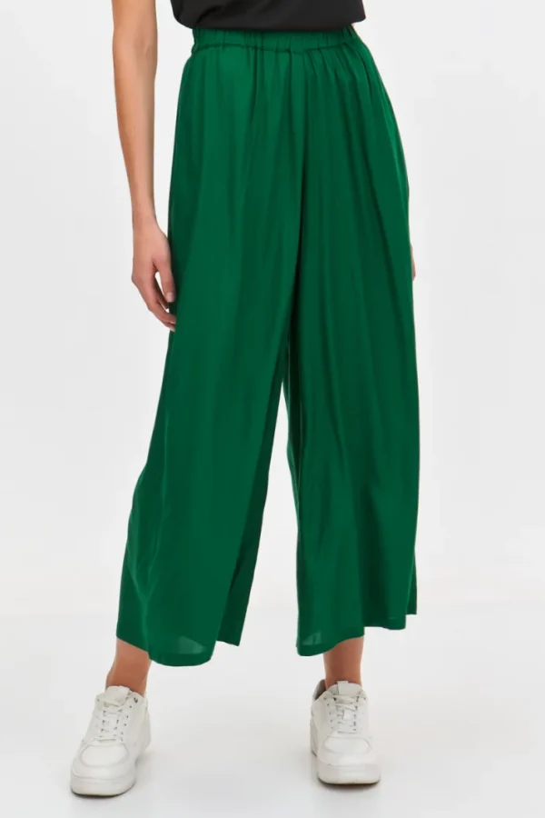 Pants Women's Airy Wide Line Green-Make Your Image