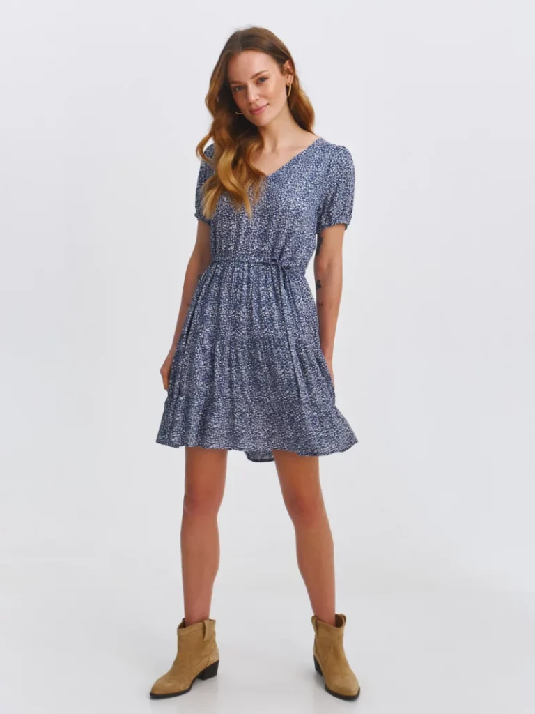 Blue Short Sleeve Mini Dress-Make Your Image