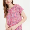Women's Short-Sleeve Multicolored Print-Make Your Image Blouse