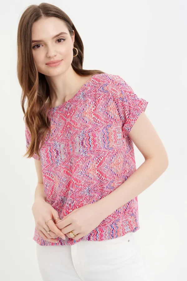Women's Short-Sleeve Multicolored Print-Make Your Image Blouse