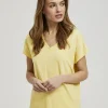 Women's Blouse with V and Short Sleeve Yellow-Make Your Image