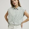 Women's Sleeveless Floral Olive Shirt-Make Your Image