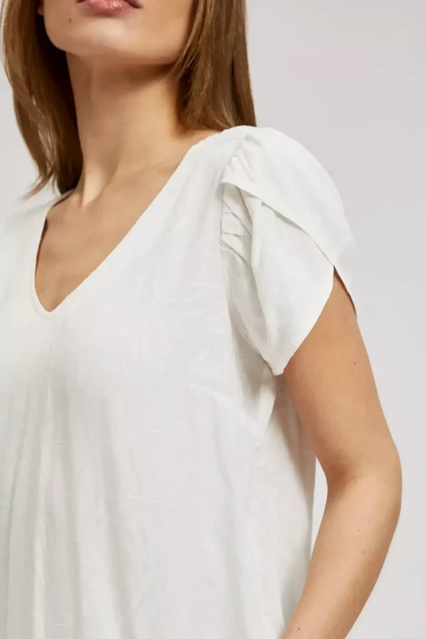 Μπλούζα Γυναικεία V-Neck Κοντομάνικη Off White-Make Your Image