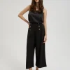 Women's Pants with Decorative Buttons Black-Make Your Image