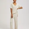 Women's Knitted Corduroy Pants Beige-Make Your Image