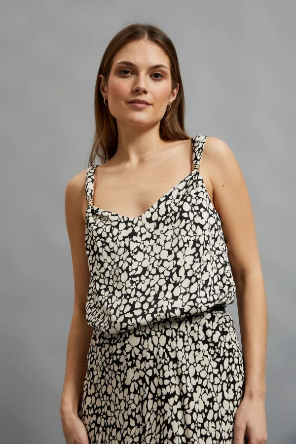 Women's Blouse with Straps and Beige Pattern-Make Your Image