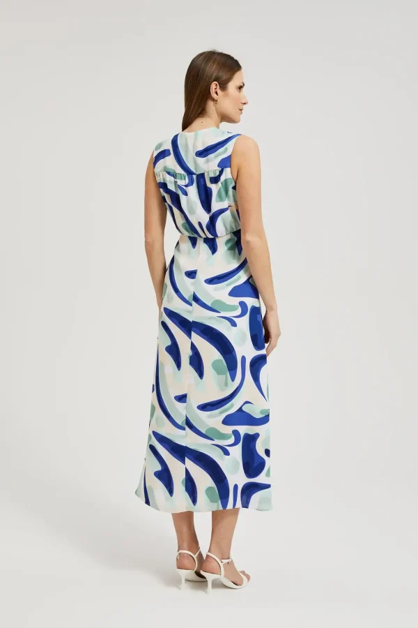 Φόρεμα Midi Αμάνικο με Σχέδια Mint-Make Your Image