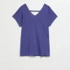 Women's Short Sleeve V-Neck Purple Blouse-Make Your Image