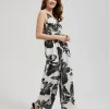 Black/White Tropical Print Full Body Suit-Make Your Image