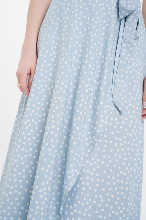 Polka Dot Midi Skirt Blue-Make Your Image