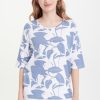 Women's Oversize Blouse with Tropical Print White-Make Your Image