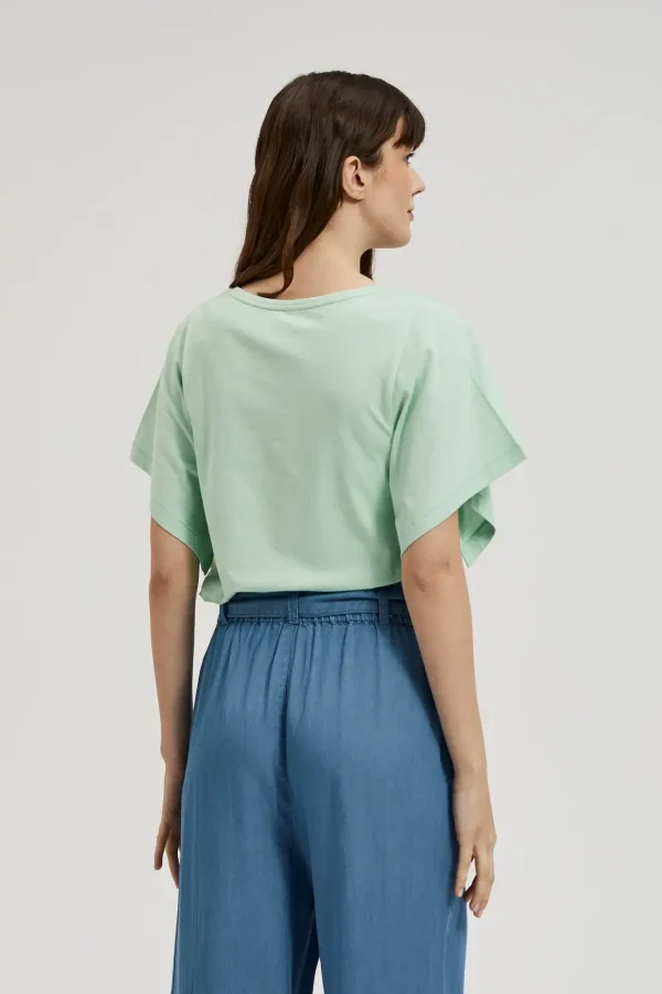 Women's Short Sleeve Blouse with Wide Sleeves Mint-Make Your Image