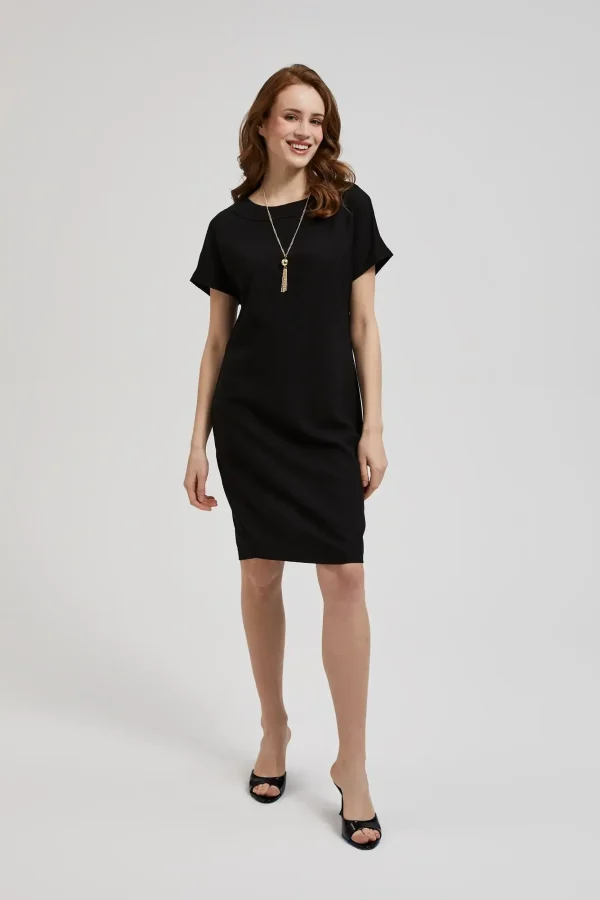 Midi Dress Short Sleeve Black-Make Your Image